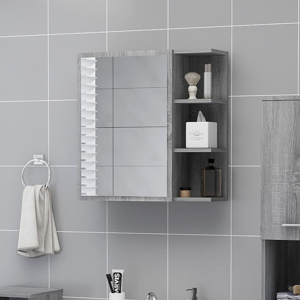 Bathroom Mirror Cabinet Grey Sonoma 62.5x20.5x64 cm Engineered Wood