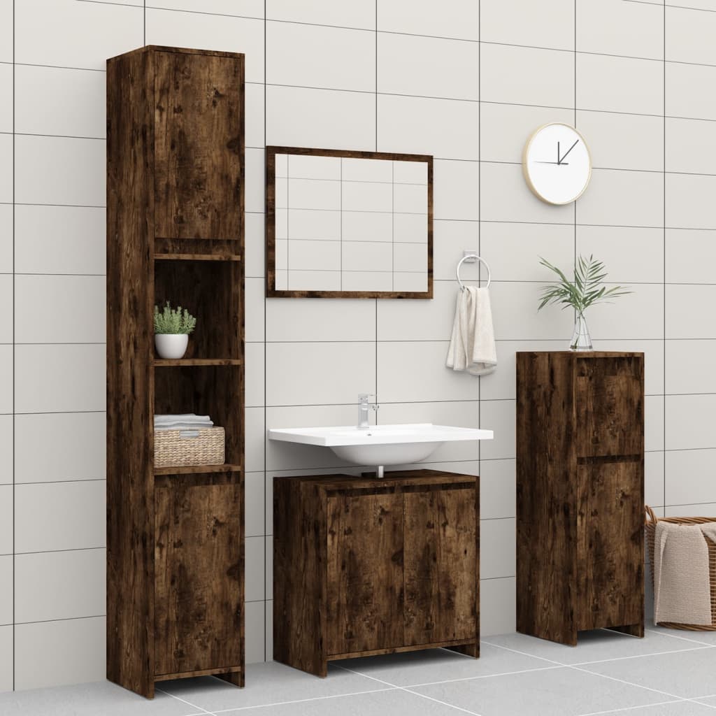 Bathroom Cabinet Smoked Oak 60x33x61 cm Engineered Wood