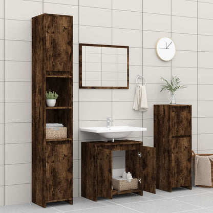 Bathroom Cabinet Smoked Oak 60x33x61 cm Engineered Wood