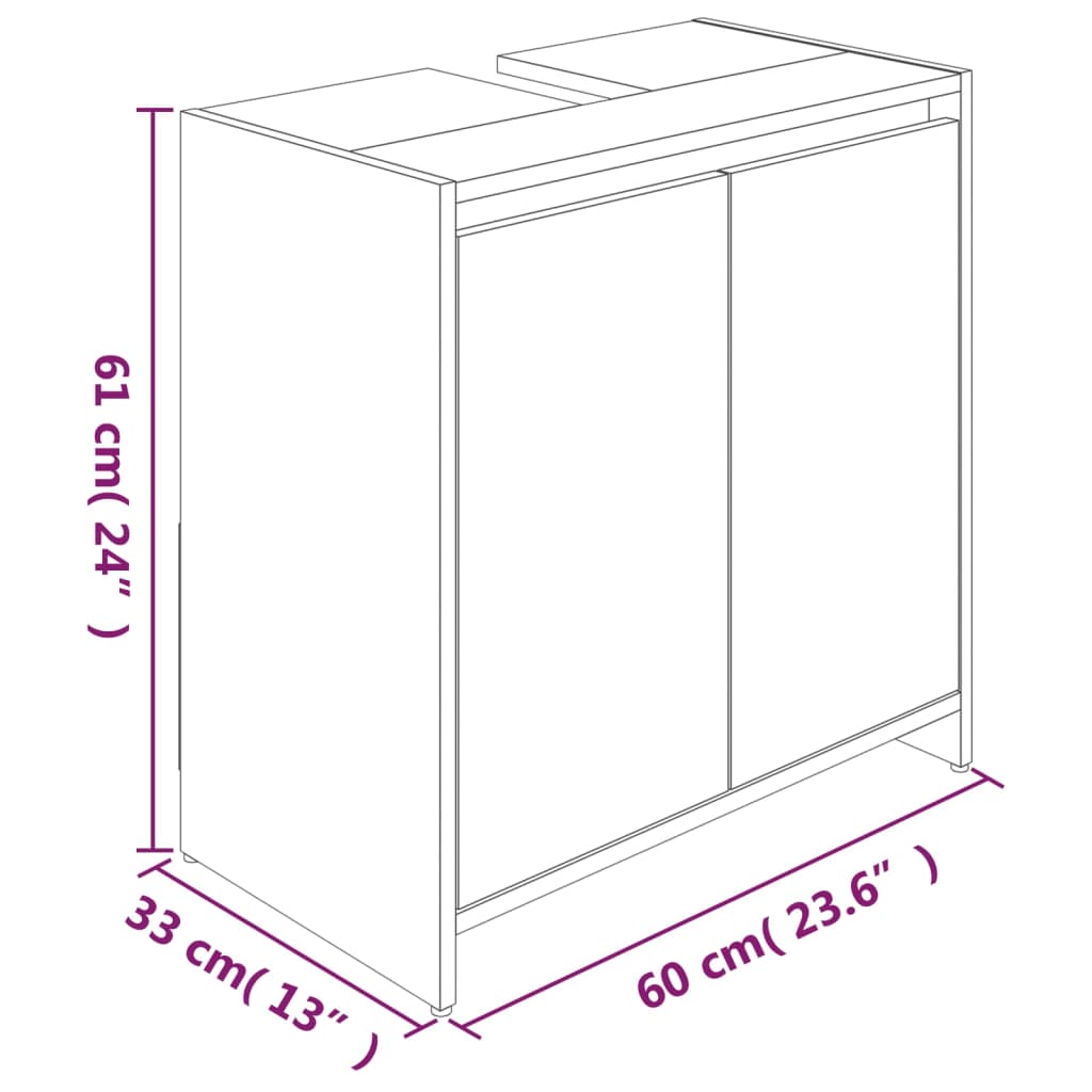 Bathroom Cabinet Smoked Oak 60x33x61 cm Engineered Wood