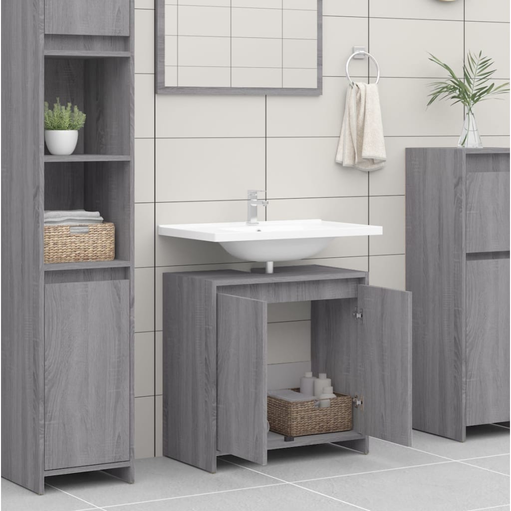 Bathroom Cabinet Grey Sonoma 60x33x61 cm Engineered Wood