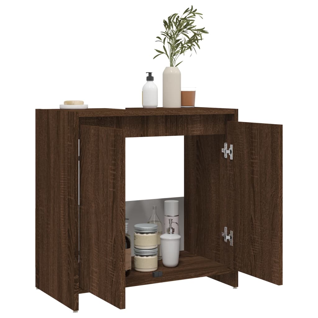 Bathroom Cabinet Brown Oak 60x33x61 cm Engineered Wood