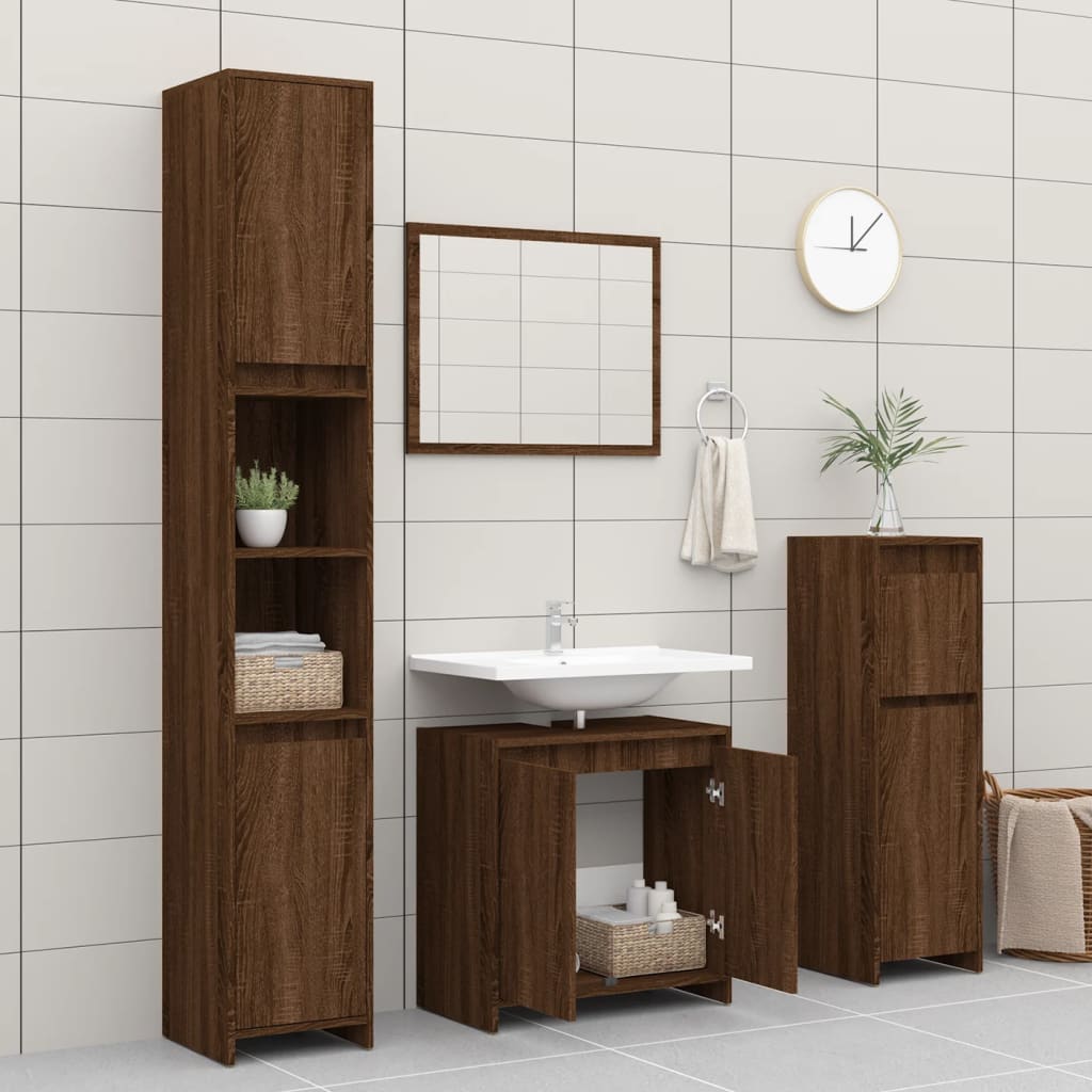 Bathroom Cabinet Brown Oak 60x33x61 cm Engineered Wood