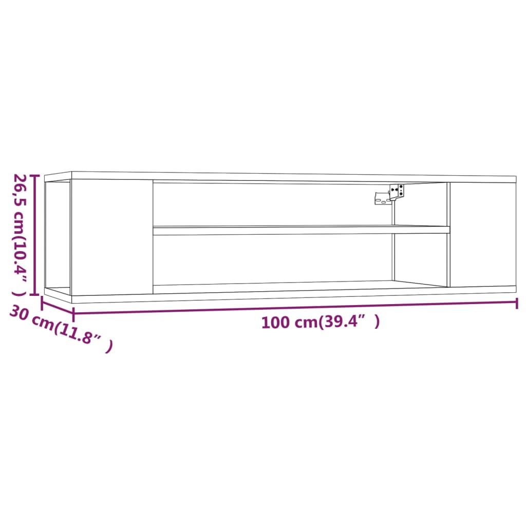 Hanging TV Cabinet Smoked Oak 100x30x26.5 cm Engineered Wood