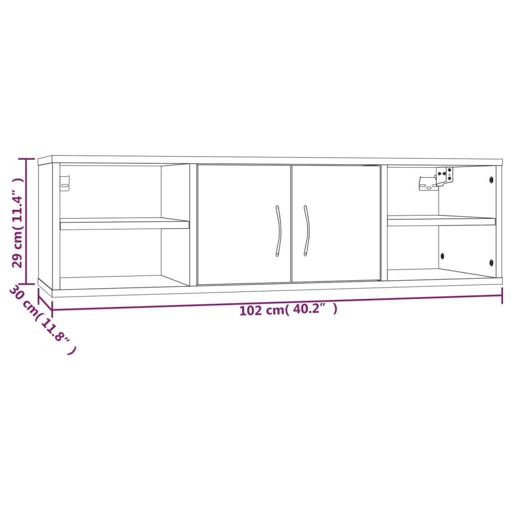 Wall Shelf Brown Oak 102x30x29 cm Engineered Wood