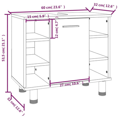 Bathroom Cabinet Smoked Oak 60x32x53.5 cm Engineered Wood