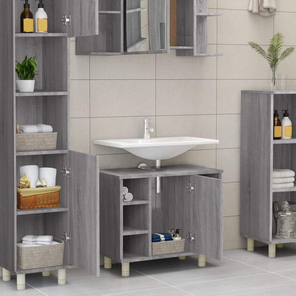 Bathroom Cabinet Grey Sonoma 60x32x53.5 cm Engineered Wood