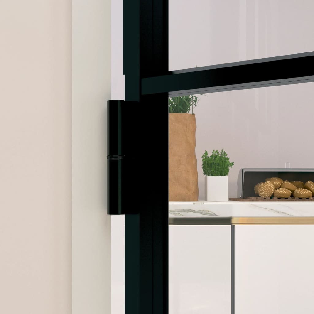 Interior Door Black 102x201.5 cm Tempered Glass&Aluminium