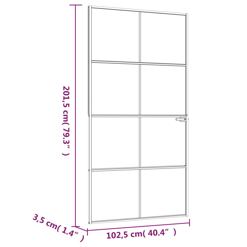 Interior Door Black 102x201.5 cm Tempered Glass&Aluminium