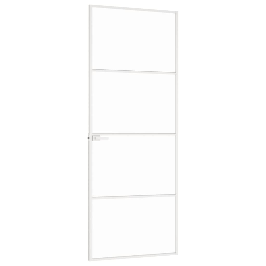 Interior Door White 76x201.5 cm Tempered Glass&Aluminium Slim