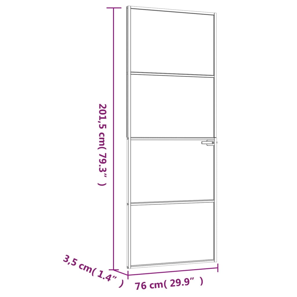 Interior Door White 76x201.5 cm Tempered Glass&Aluminium Slim