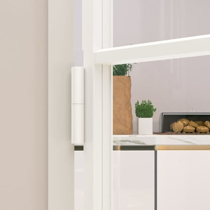 Interior Door White 93x201.5 cm Tempered Glass&Aluminium Slim