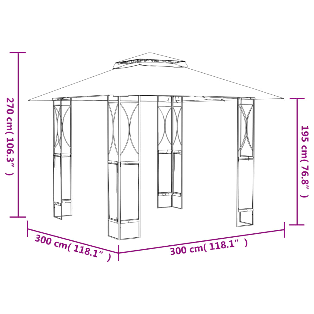 Gazebo with Roof Anthracite 300x300x270 cm Steel