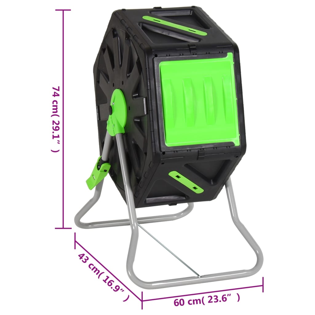 Tumbling Composter 60x43x74 cm 70 L Polypropylene