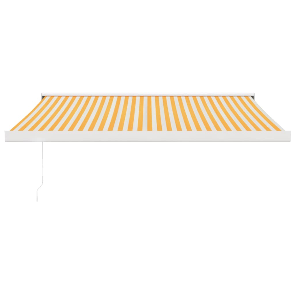 Retractable Awning Yellow and White 3x2.5 m Fabric and Aluminium