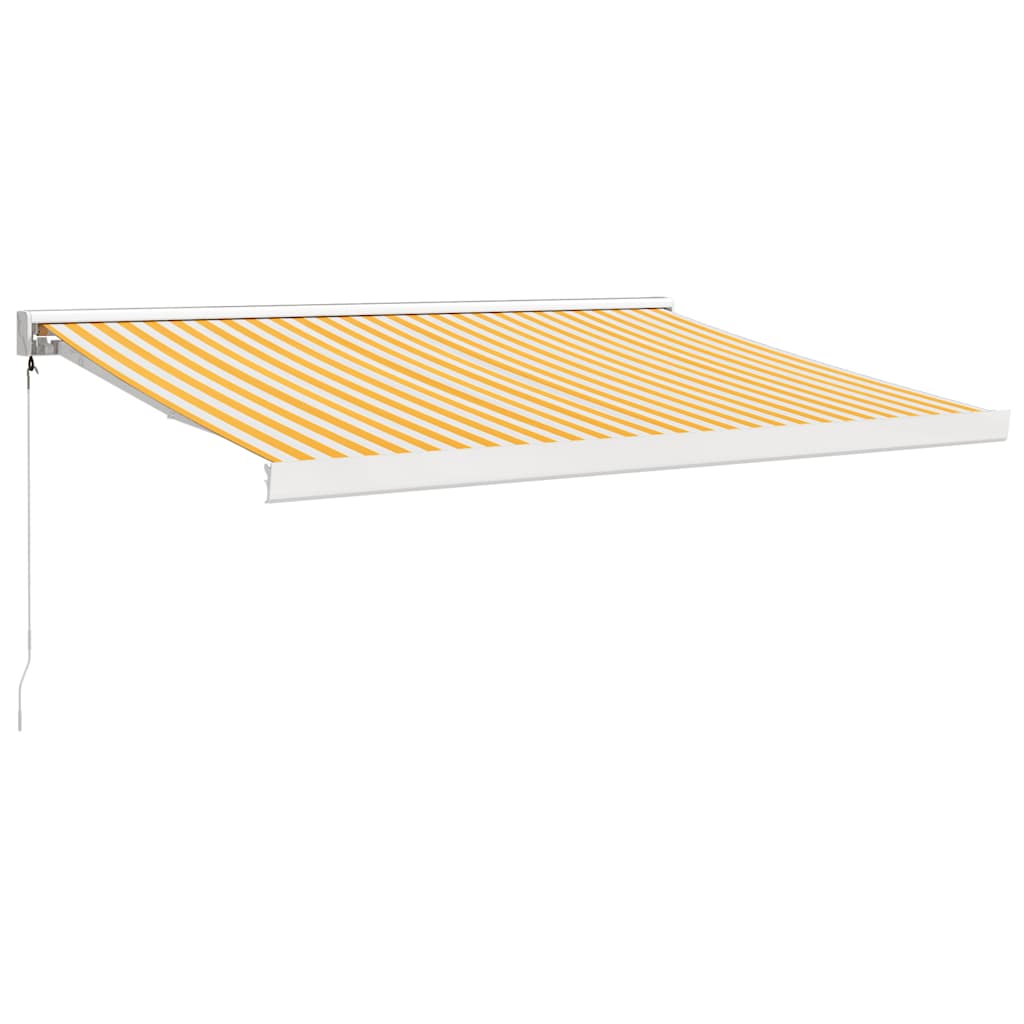 Retractable Awning Yellow and White 3.5x2.5 m Fabric and Aluminium