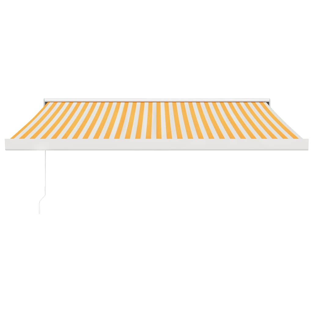 Retractable Awning Yellow and White 3.5x2.5 m Fabric and Aluminium