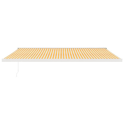 Retractable Awning Yellow and White 5x3 m Fabric and Aluminium