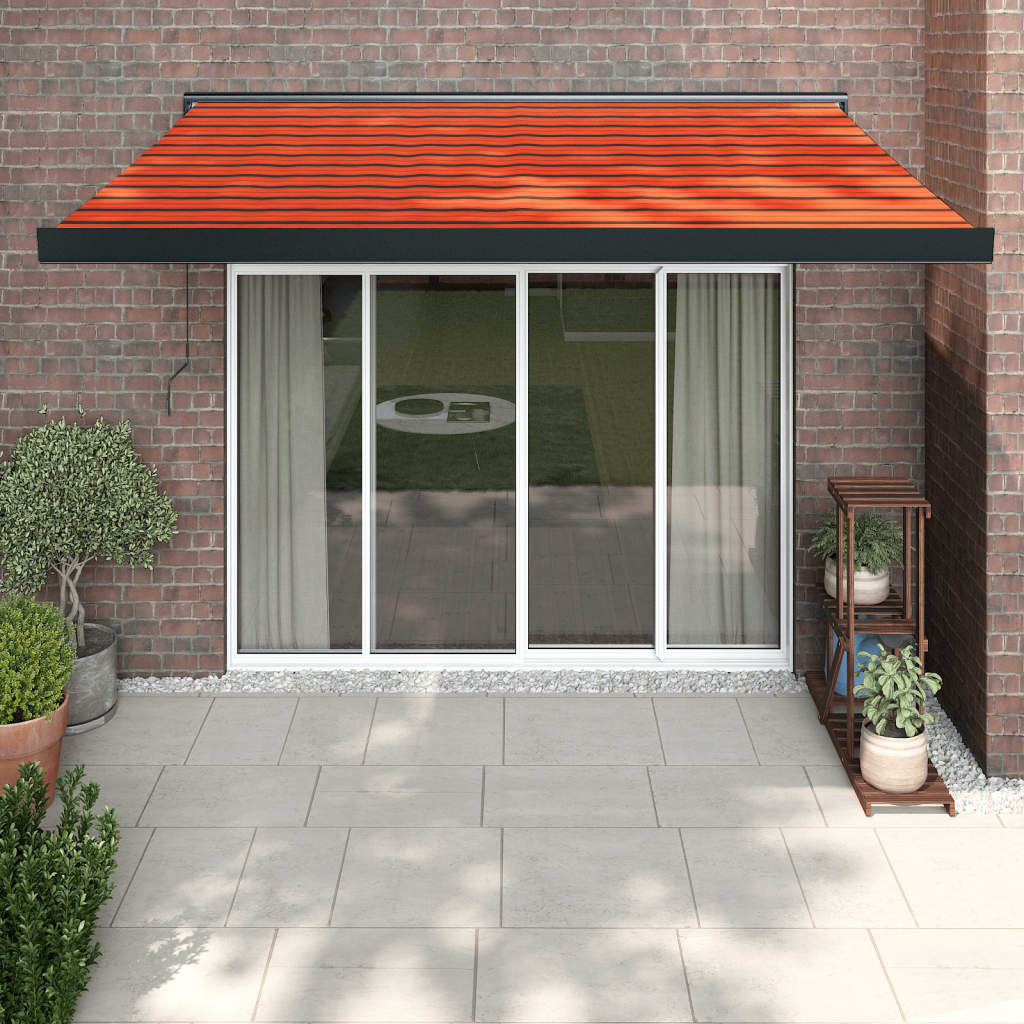 Retractable Awning Orange and Brown 3.5x2.5 m Fabric and Aluminium