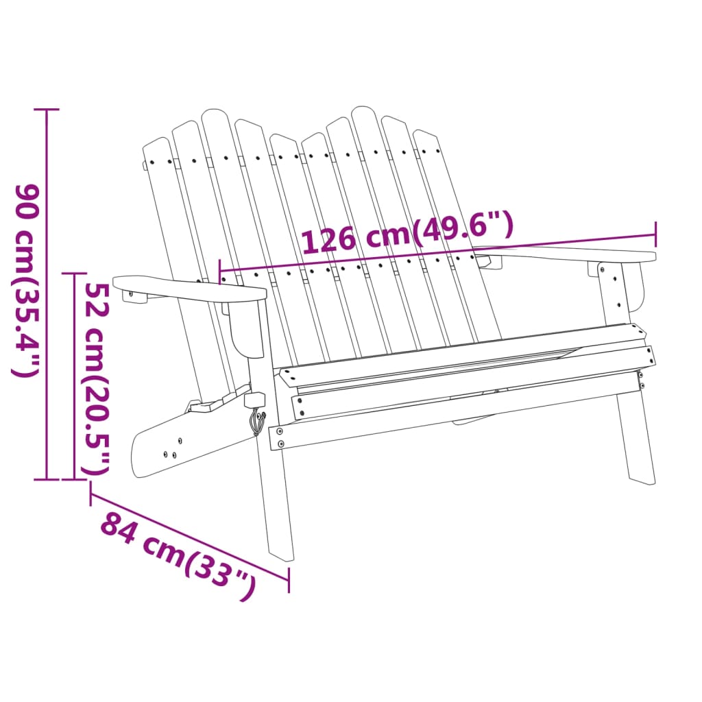 Adirondack Garden Bench 126 cm Solid Wood Acacia