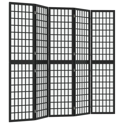 Folding 5-Panel Room Divider Japanese Style 200x170 cm Black