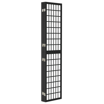 Folding 5-Panel Room Divider Japanese Style 200x170 cm Black