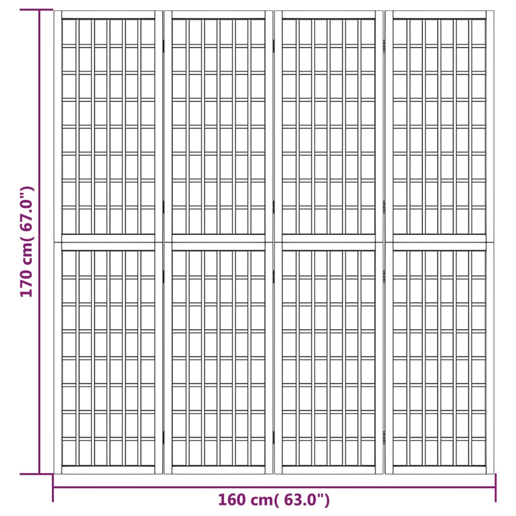 Folding 4-Panel Room Divider Japanese Style 160x170 cm