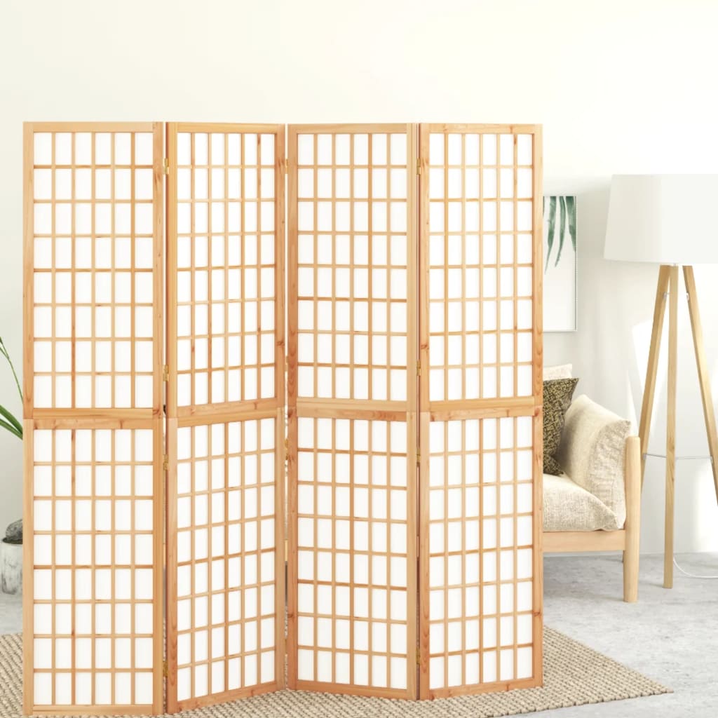 Folding 4-Panel Room Divider Japanese Style 160x170 cm