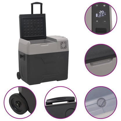 Cool Box with Wheel and Handle Black&Grey 30 L Polypropylene