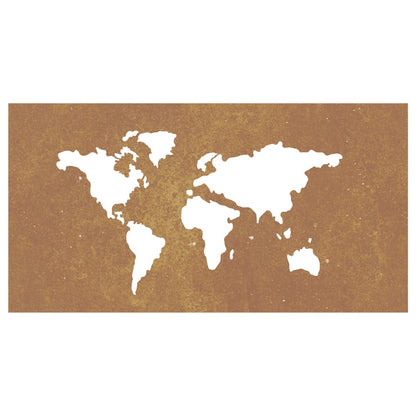 Garden Wall Decoration 105x55 cm Corten Steel World Map Design