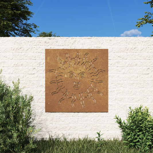 Garden Wall Decoration 55x55 cm Corten Steel Sun Design