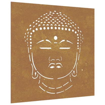 Garden Wall Decoration 55x55 cm Corten Steel Buddha Head Design