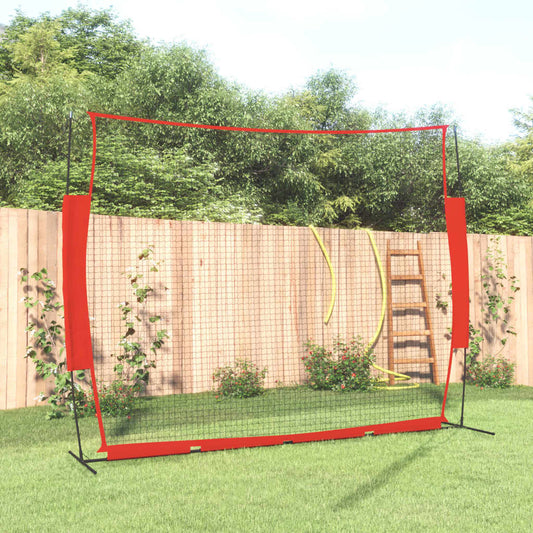 Portable Baseball Net Red&Black 369x107x271 cm Steel&Polyester