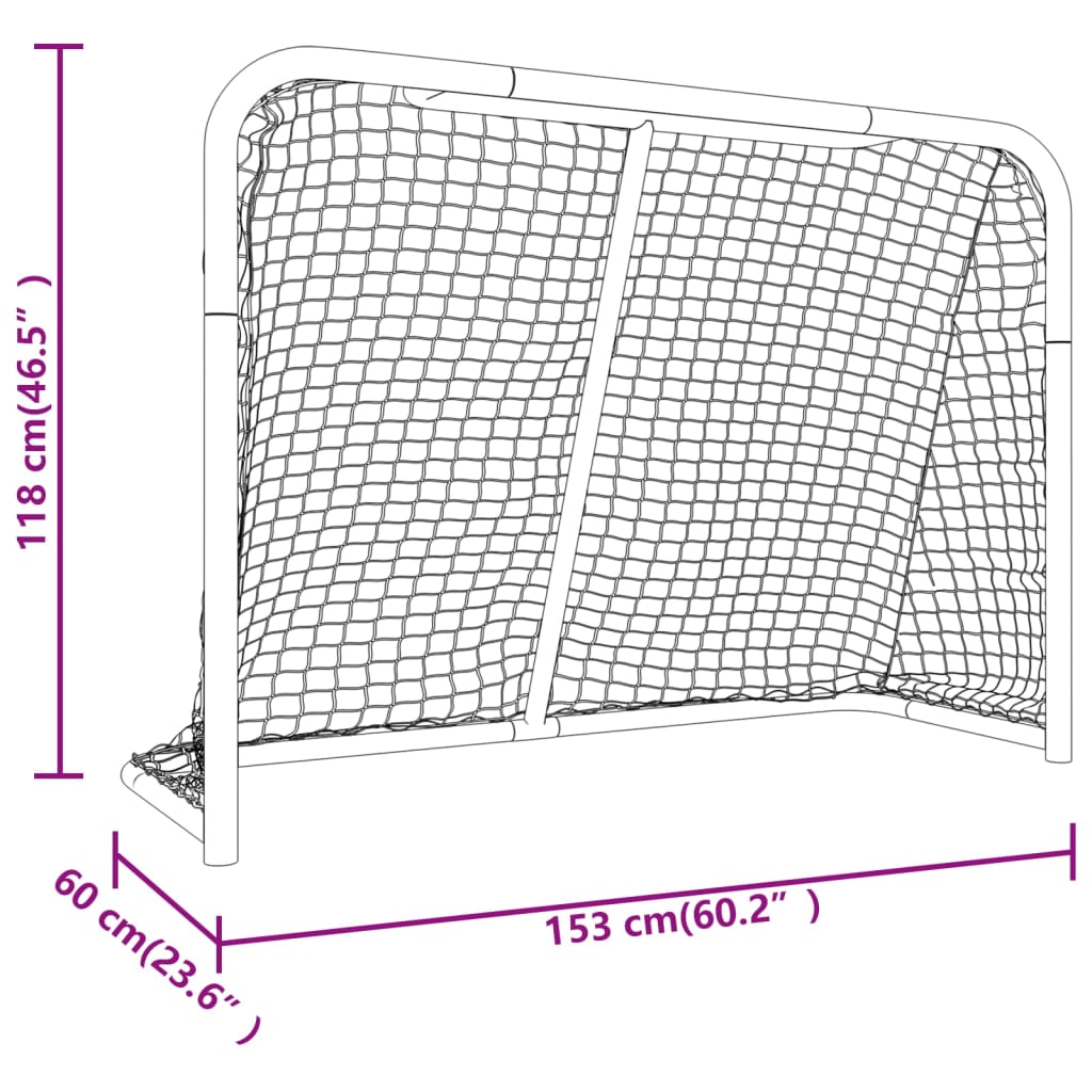 Hockey Goal with Net Red&White 153x60x118 cm Steel&Polyester