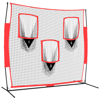 Portable Baseball Net Black and Red 183x105x183 cm Polyester