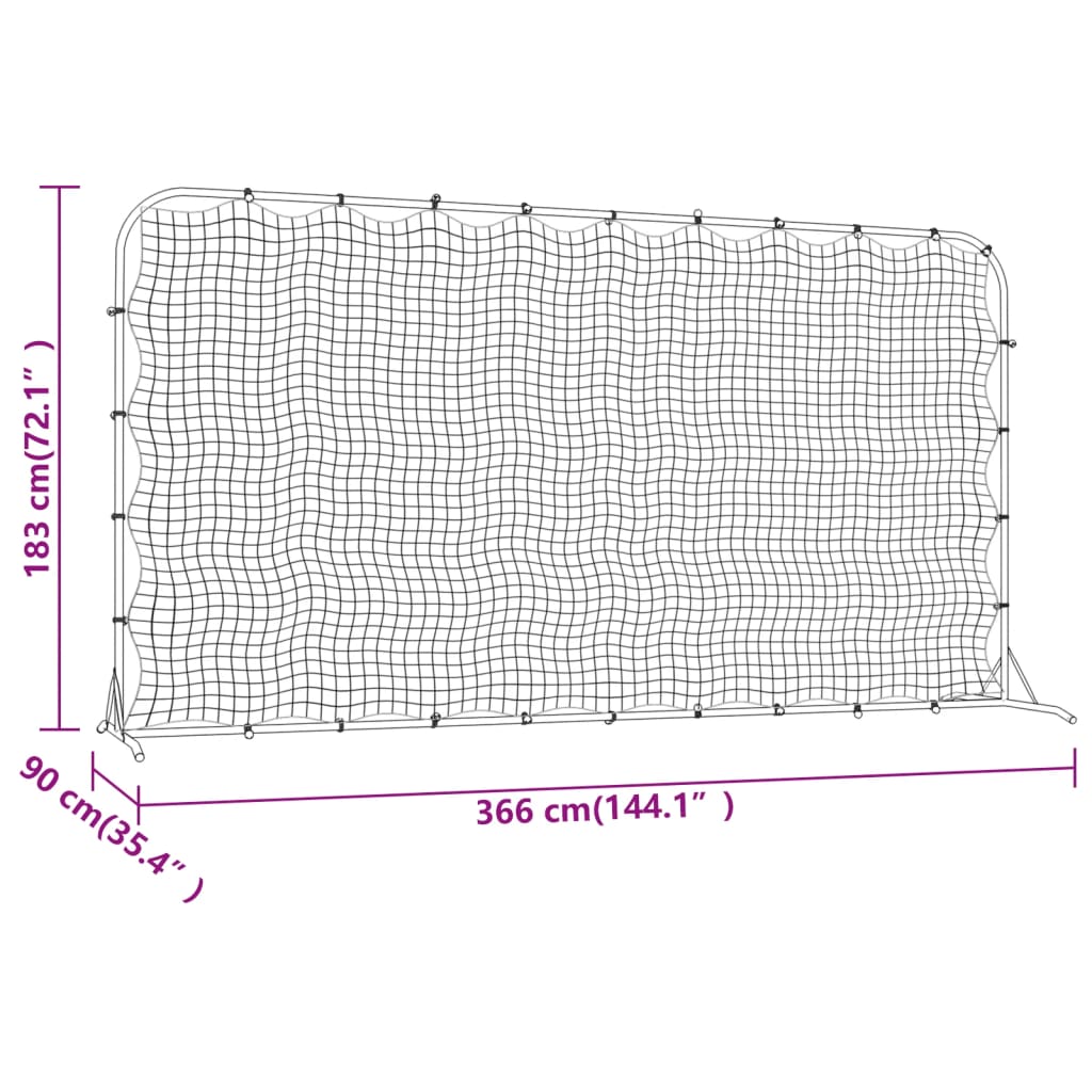 Football Rebounder Net Black 366x90x183 cm HDPE