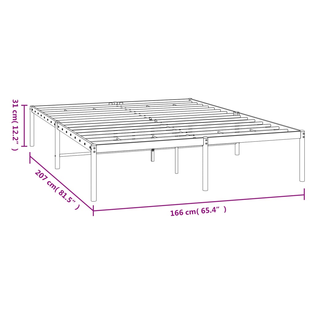 Metal Bed Frame without Mattress Black 160x200 cm