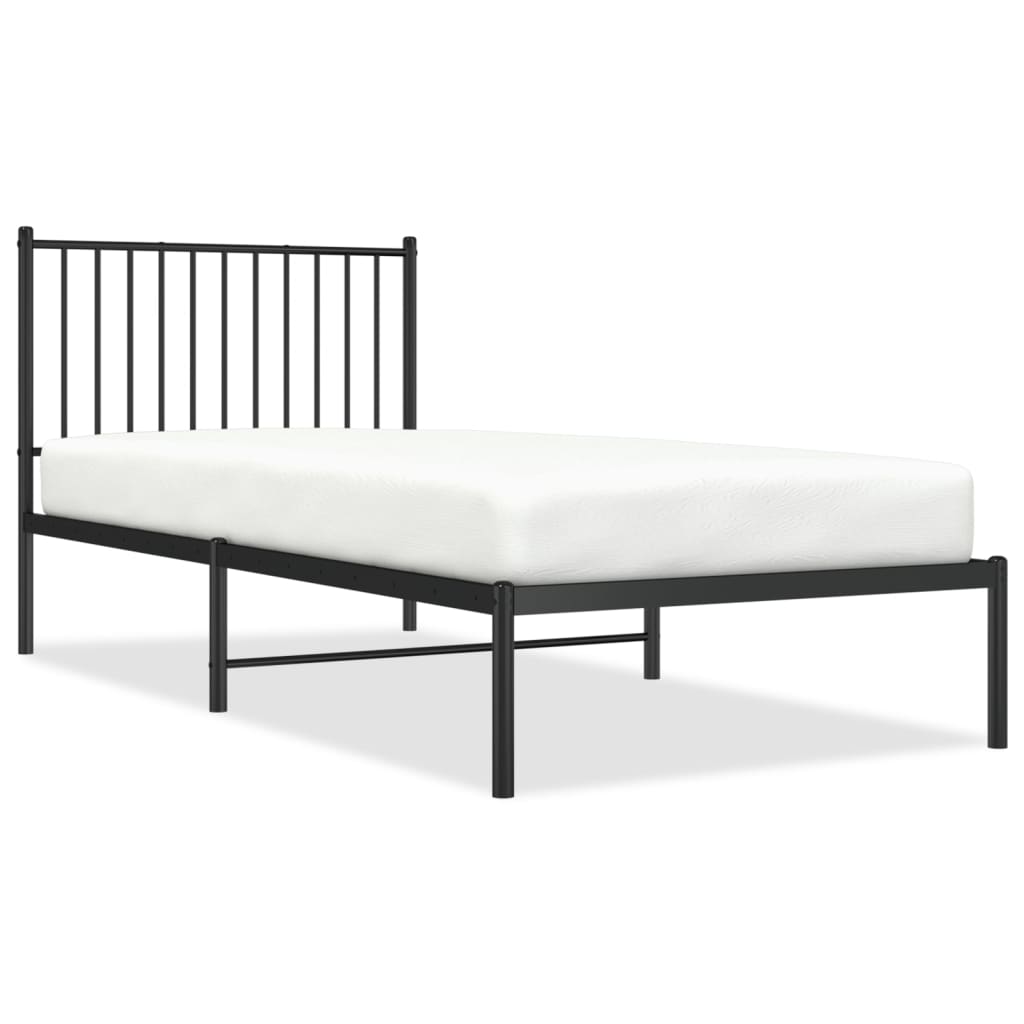 Metal Bed Frame without Mattress with Headboard Black 90x200 cm