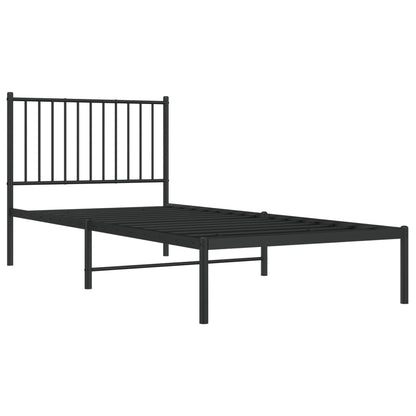 Metal Bed Frame without Mattress with Headboard Black 90x200 cm