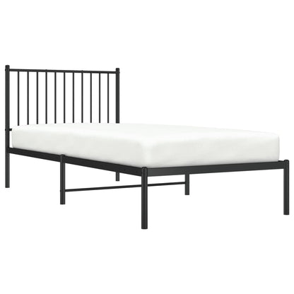 Metal Bed Frame without Mattress with Headboard Black 90x200 cm