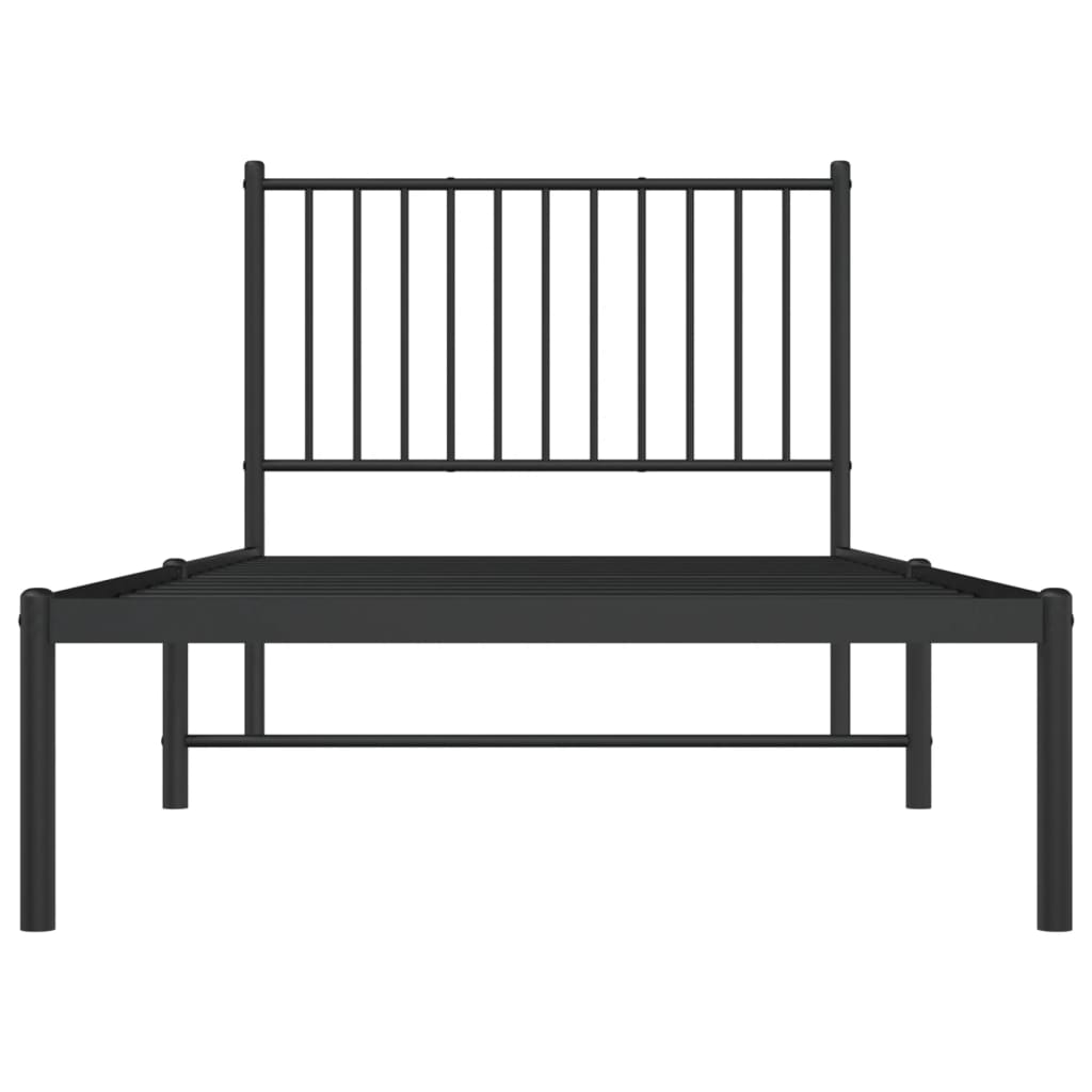 Metal Bed Frame without Mattress with Headboard Black 90x200 cm