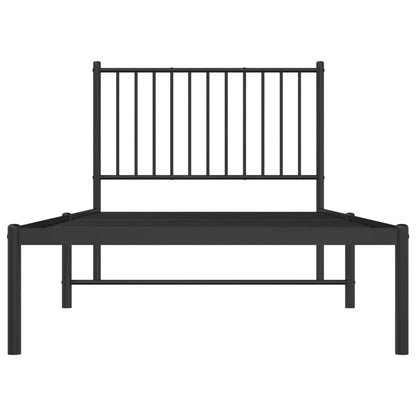 Metal Bed Frame without Mattress with Headboard Black 90x200 cm