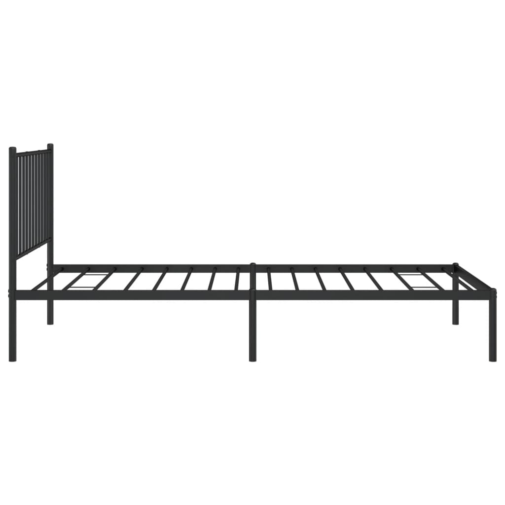 Metal Bed Frame without Mattress with Headboard Black 90x200 cm