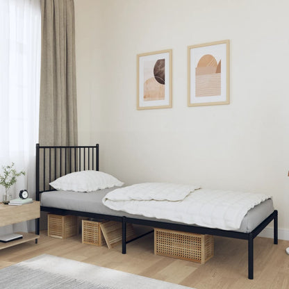 Metal Bed Frame without Mattress with Headboard Black 90x200 cm