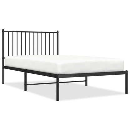 Metal Bed Frame without Mattress with Headboard Black 100x190 cm