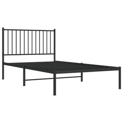 Metal Bed Frame without Mattress with Headboard Black 100x190 cm