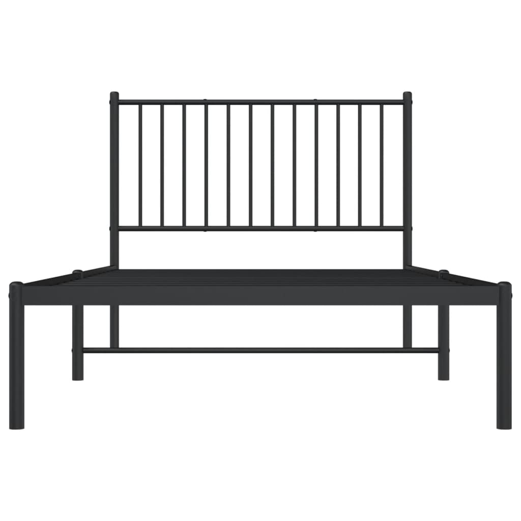 Metal Bed Frame without Mattress with Headboard Black 100x190 cm