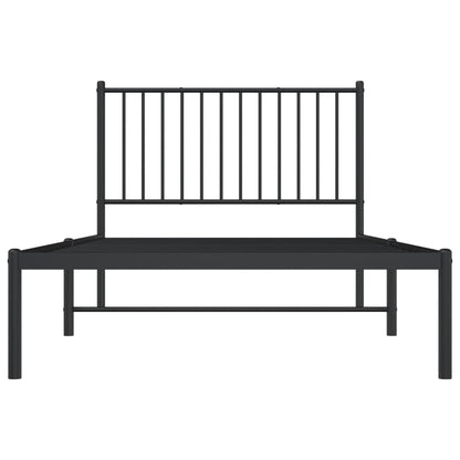 Metal Bed Frame without Mattress with Headboard Black 100x190 cm