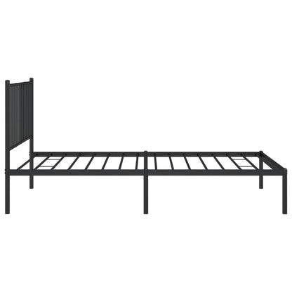 Metal Bed Frame without Mattress with Headboard Black 100x190 cm