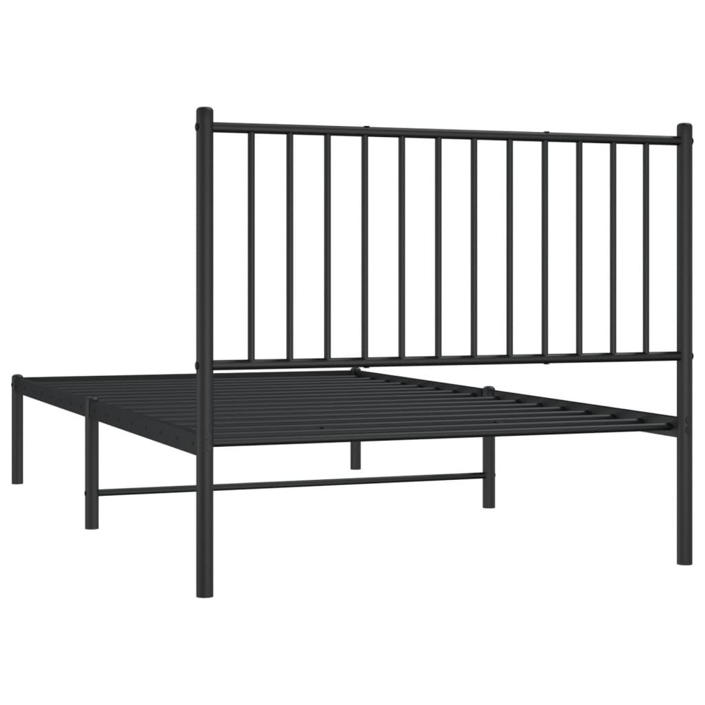 Metal Bed Frame without Mattress with Headboard Black 100x190 cm